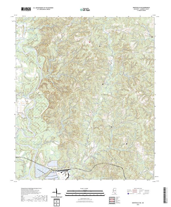 US Topo 7.5-minute map for Monticello NE MS