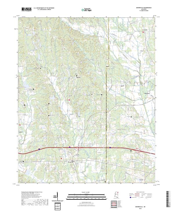 US Topo 7.5-minute map for Mooreville MS