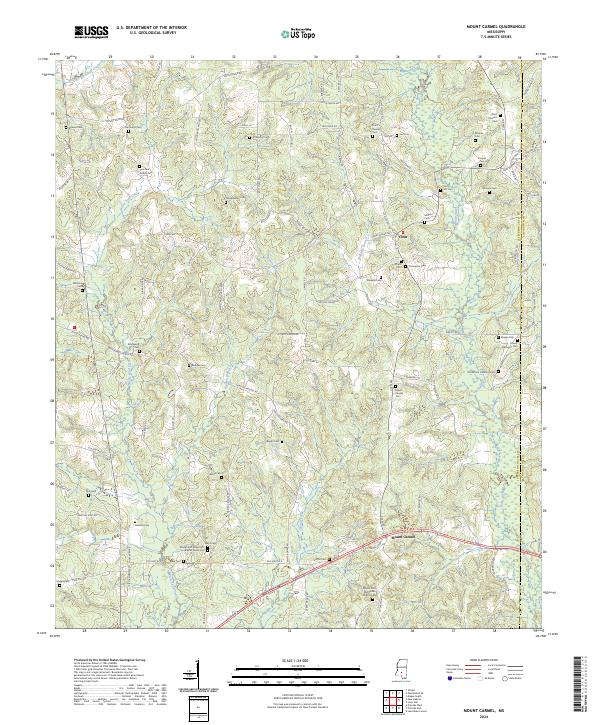 US Topo 7.5-minute map for Mount Carmel MS