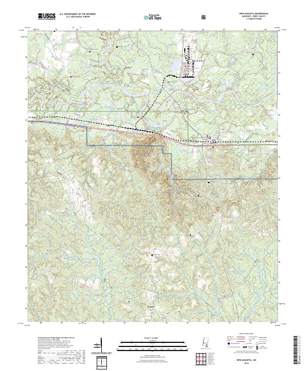 US Topo 7.5-minute map for New Augusta MS