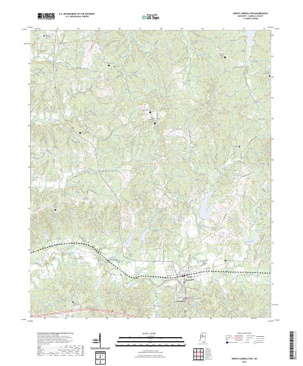 US Topo 7.5-minute map for North Carrollton MS