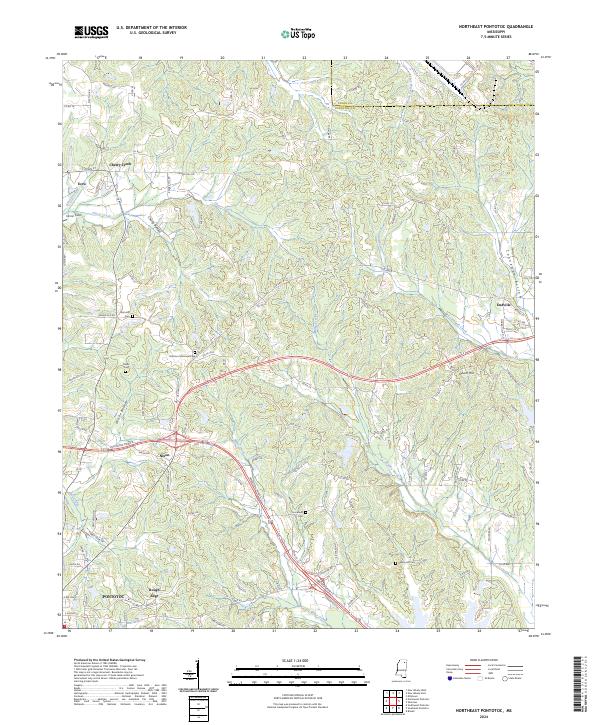 US Topo 7.5-minute map for Northeast Pontotoc MS