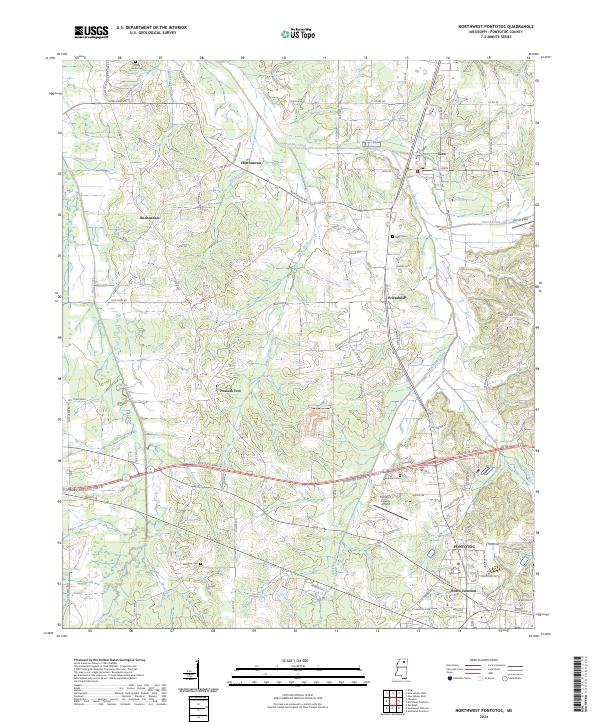 US Topo 7.5-minute map for Northwest Pontotoc MS