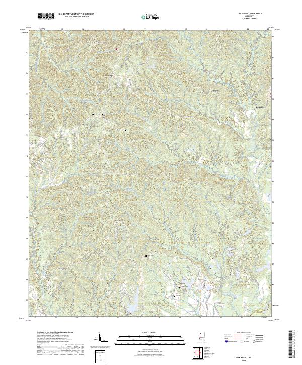 US Topo 7.5-minute map for Oak Ridge MS