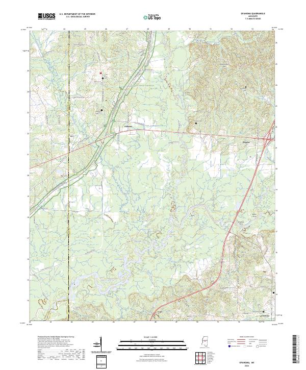 US Topo 7.5-minute map for Ofahoma MS