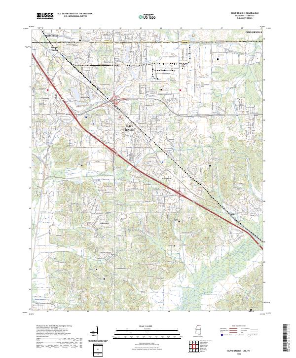 US Topo 7.5-minute map for Olive Branch MSTN