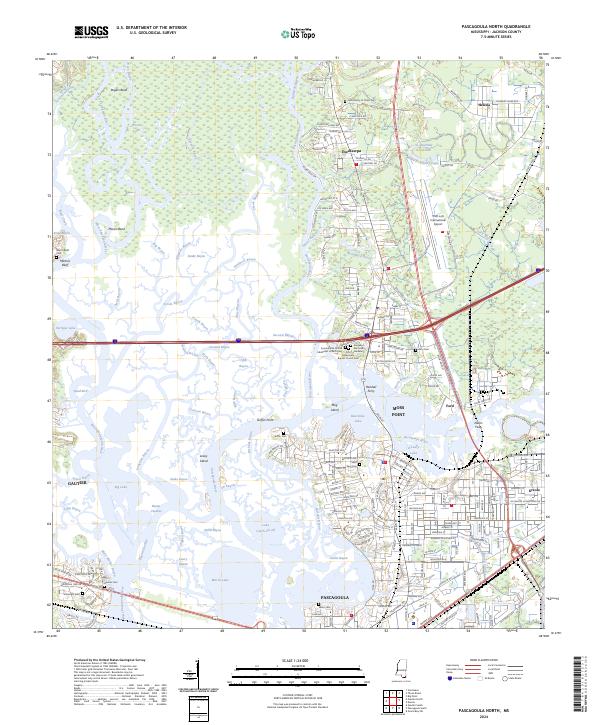 US Topo 7.5-minute map for Pascagoula North MS