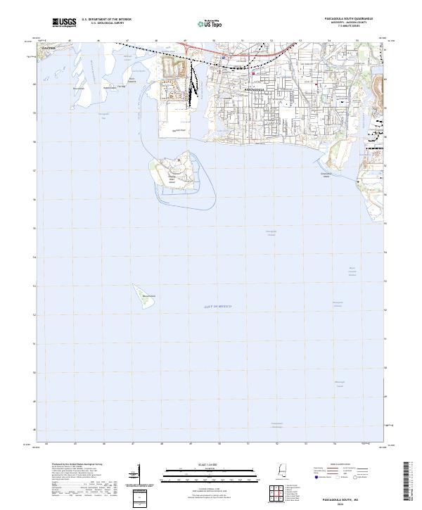 US Topo 7.5-minute map for Pascagoula South MS