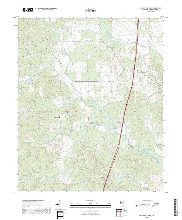 US Topo 7.5-minute map for Peachahala Creek MS