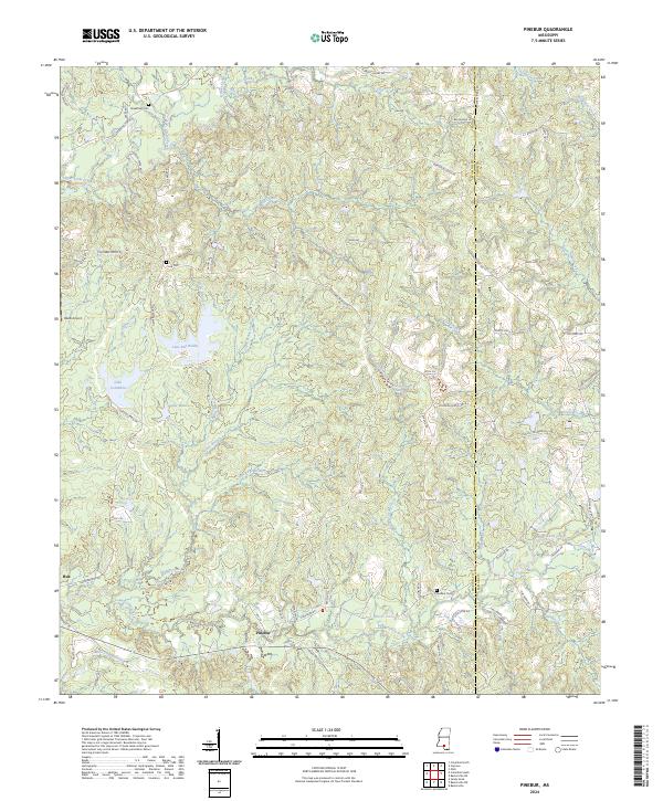 US Topo 7.5-minute map for Pinebur MS
