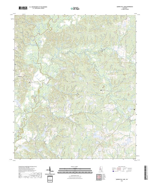 US Topo 7.5-minute map for Queens Hill Lake MS