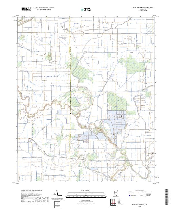 US Topo 7.5-minute map for Rattlesnake Bayou MS