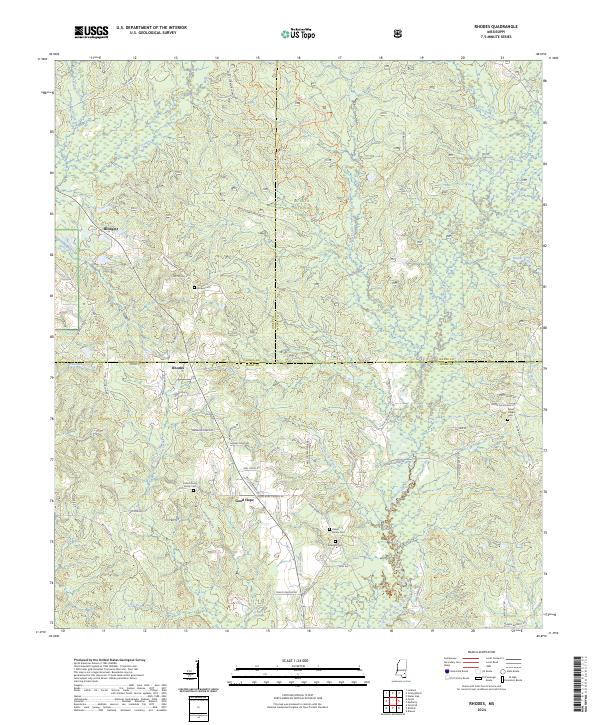 US Topo 7.5-minute map for Rhodes MS