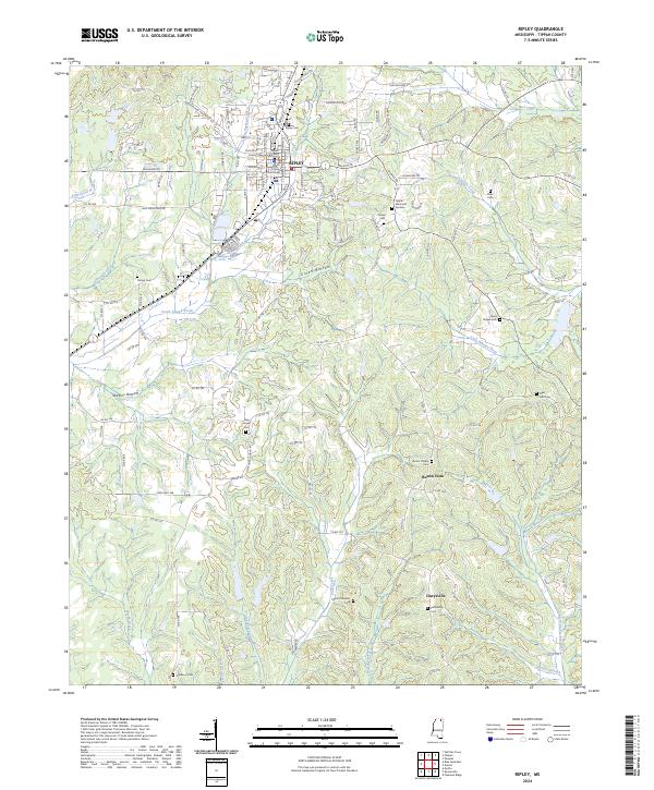 US Topo 7.5-minute map for Ripley MS