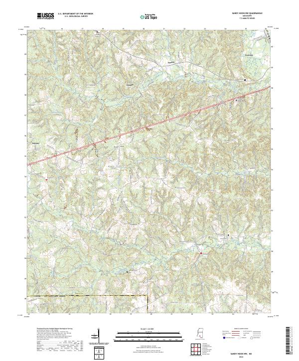 US Topo 7.5-minute map for Sandy Hook NW MS