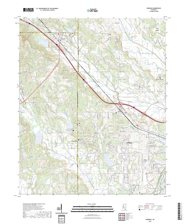 US Topo 7.5-minute map for Sherman MS