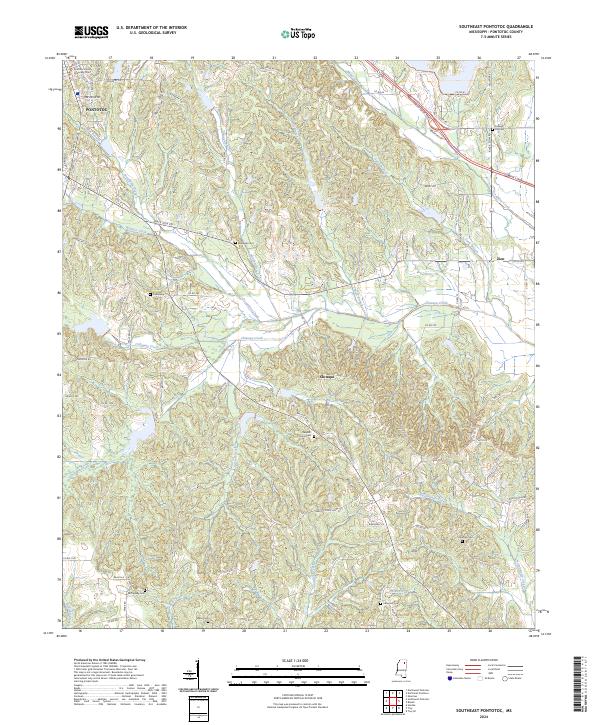 US Topo 7.5-minute map for Southeast Pontotoc MS
