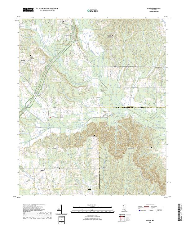 US Topo 7.5-minute map for Sparta MS