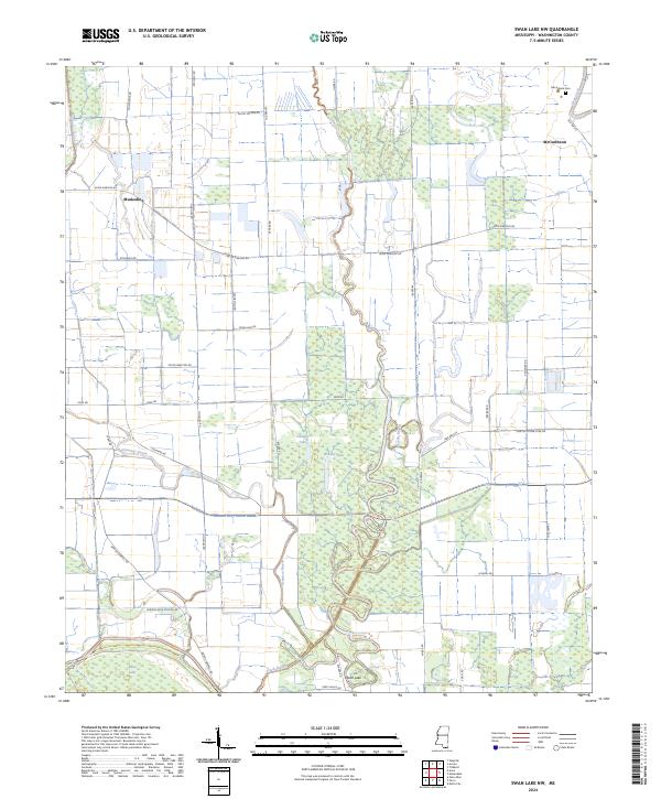 US Topo 7.5-minute map for Swan Lake NW MS