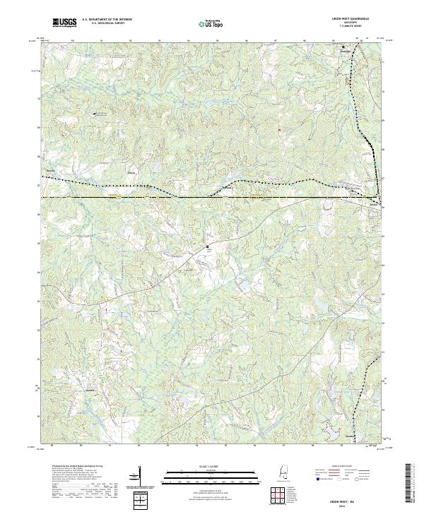 US Topo 7.5-minute map for Union West MS