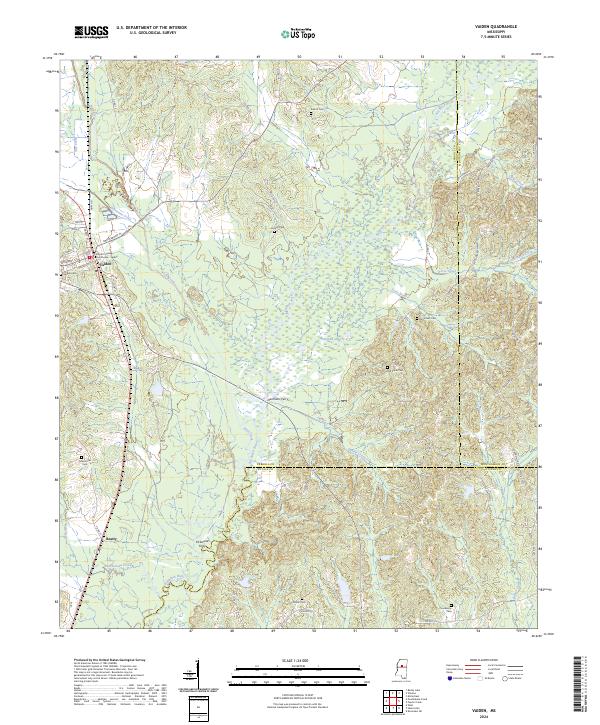US Topo 7.5-minute map for Vaiden MS