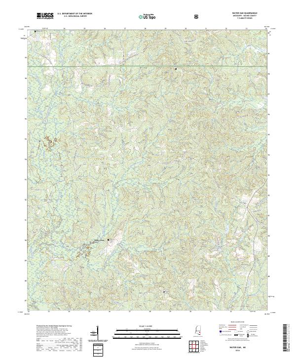 US Topo 7.5-minute map for Water Oak MS