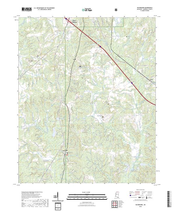 US Topo 7.5-minute map for Waterford MS