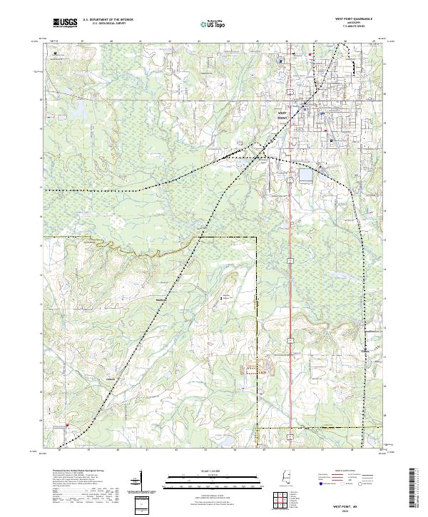 US Topo 7.5-minute map for West Point MS