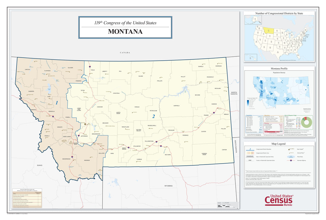 Montana Congressional District Wall Map