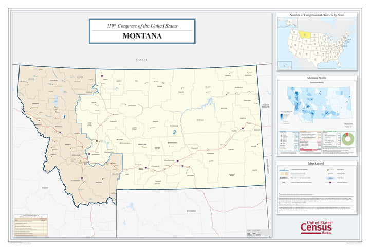 Montana Congressional District Wall Map