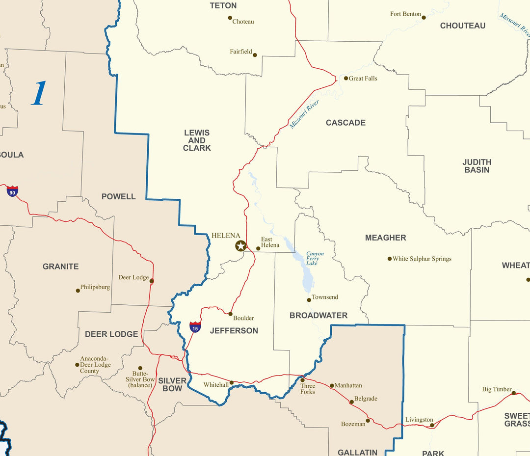 Montana Congressional District Wall Map
