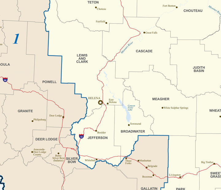 Montana Congressional District Wall Map