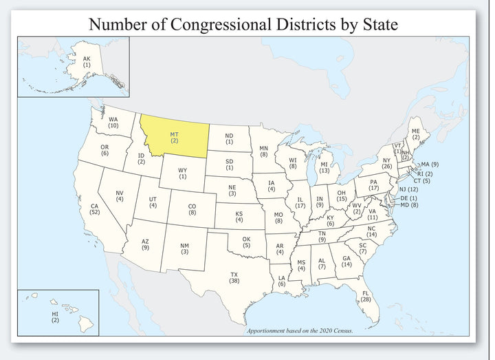 Montana Congressional District Wall Map