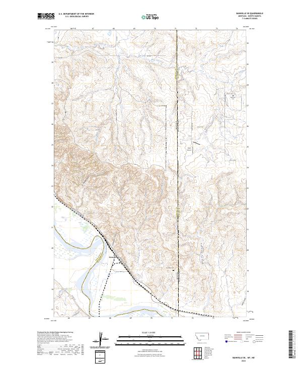 US Topo 7.5-minute map for Bainville SE MTND