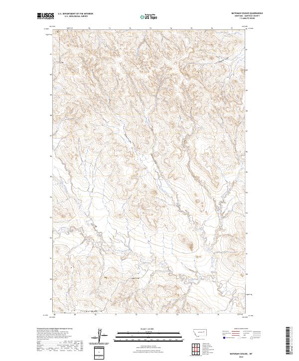 US Topo 7.5-minute map for Bateman Coulee MT