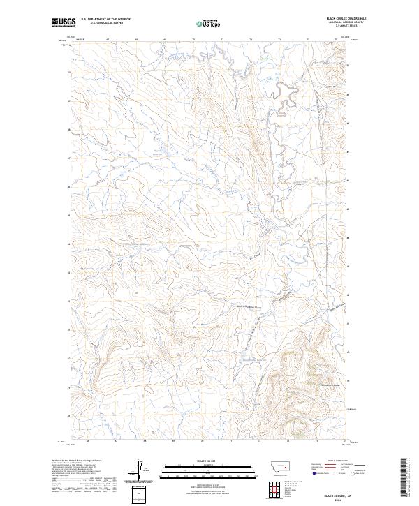 US Topo 7.5-minute map for Black Coulee MT