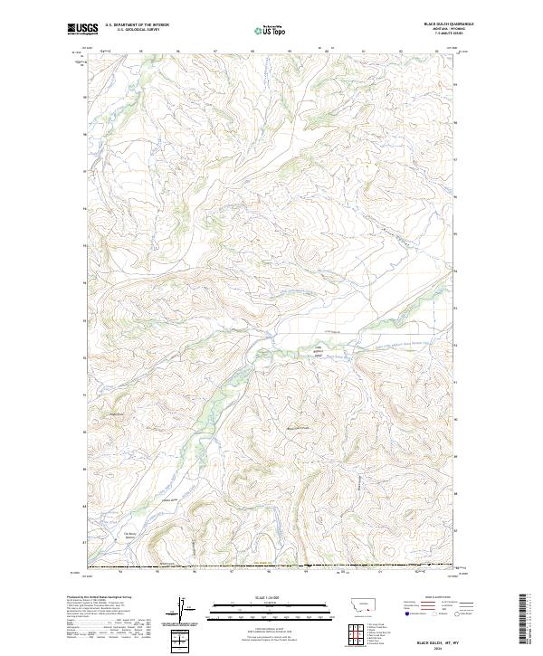 US Topo 7.5-minute map for Black Gulch MTWY