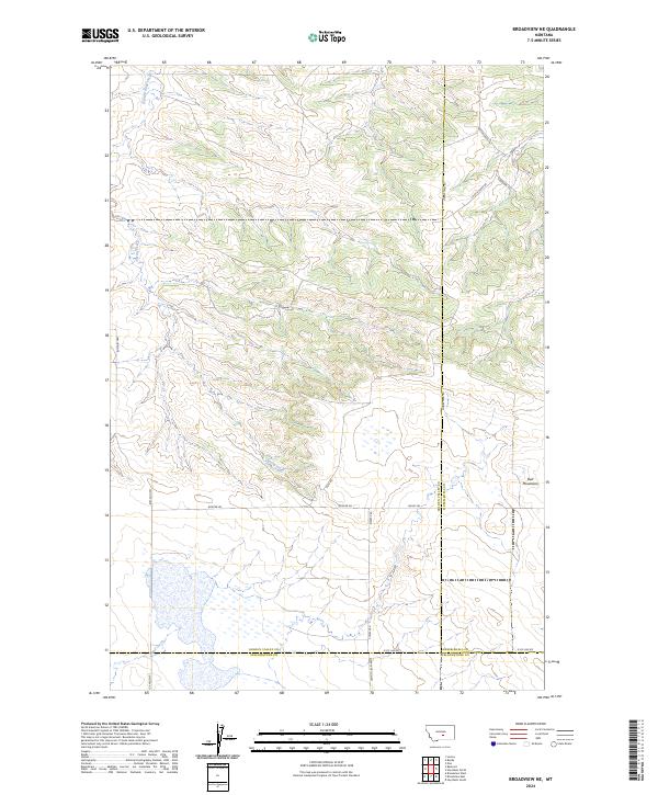 US Topo 7.5-minute map for Broadview NE MT