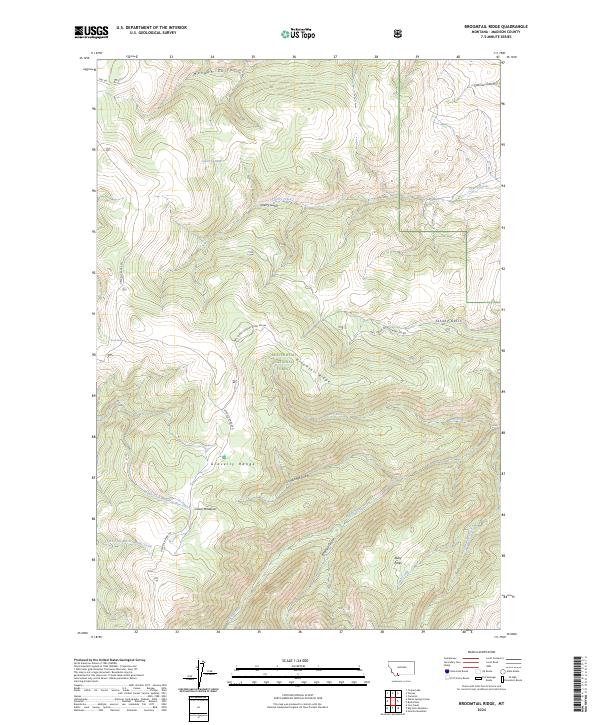 US Topo 7.5-minute map for Broomtail Ridge MT