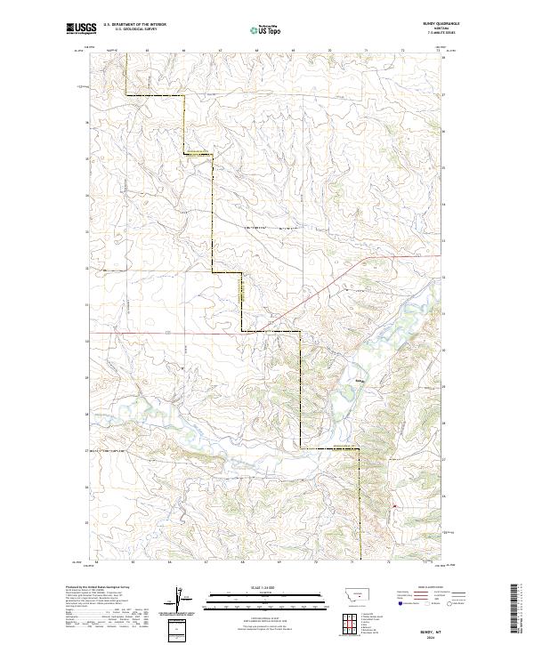 US Topo 7.5-minute map for Bundy MT
