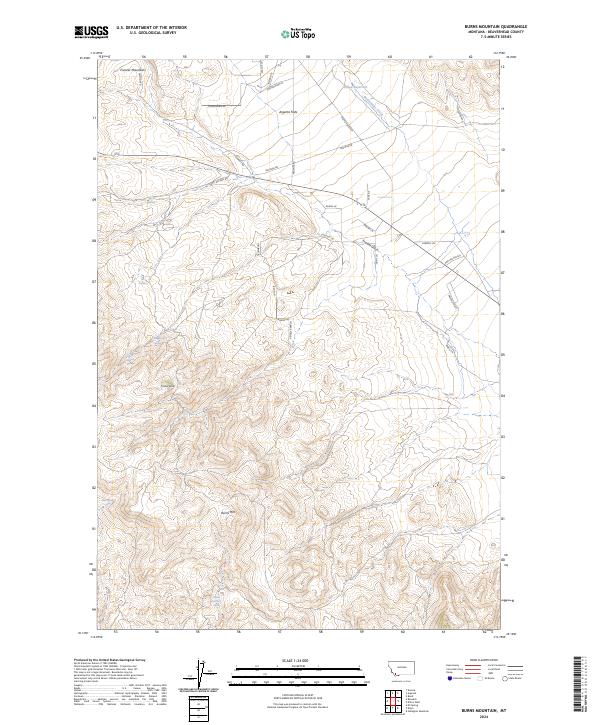 US Topo 7.5-minute map for Burns Mountain MT