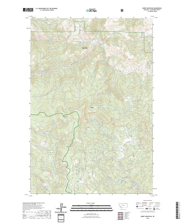 US Topo 7.5-minute map for Burnt Mountain MT