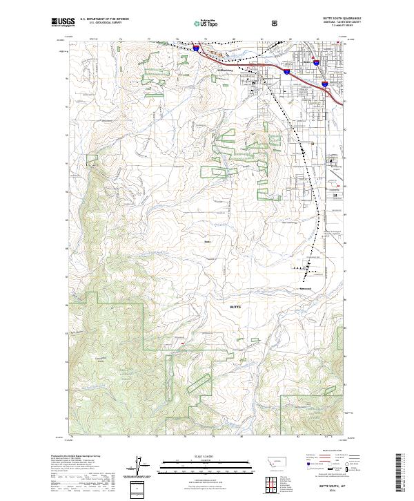 US Topo 7.5-minute map for Butte South MT