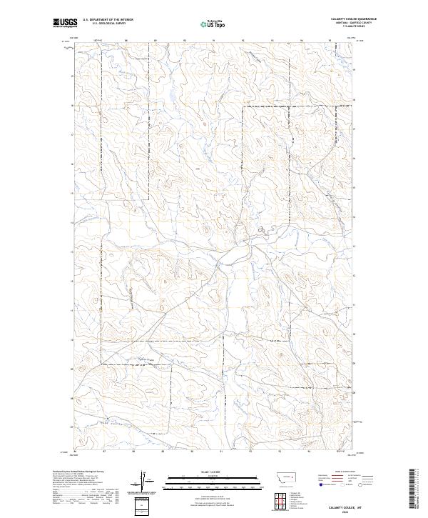 US Topo 7.5-minute map for Calamity Coulee MT