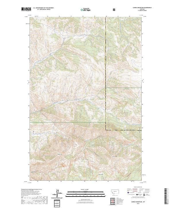 US Topo 7.5-minute map for Candle Mountain MT