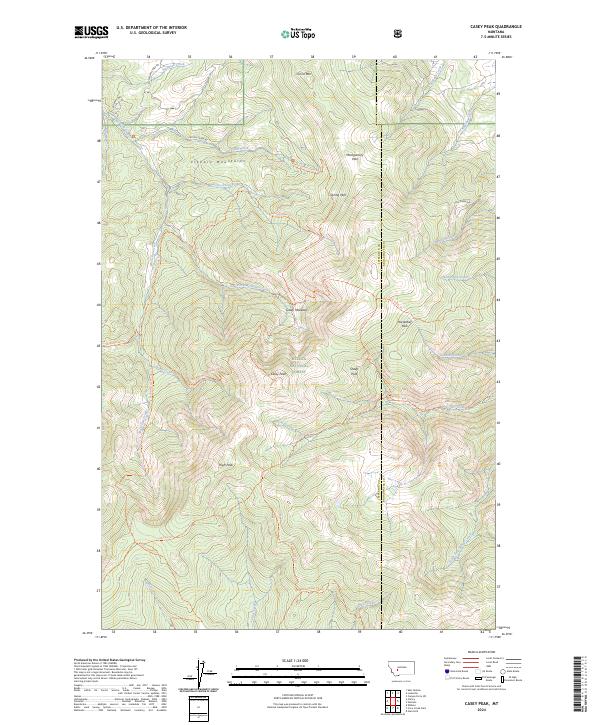 US Topo 7.5-minute map for Casey Peak MT