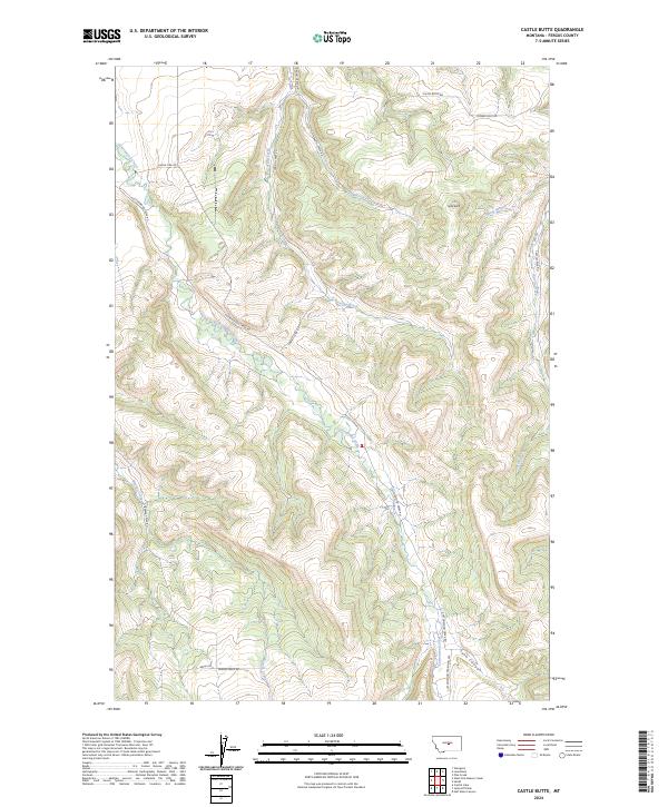 US Topo 7.5-minute map for Castle Butte MT