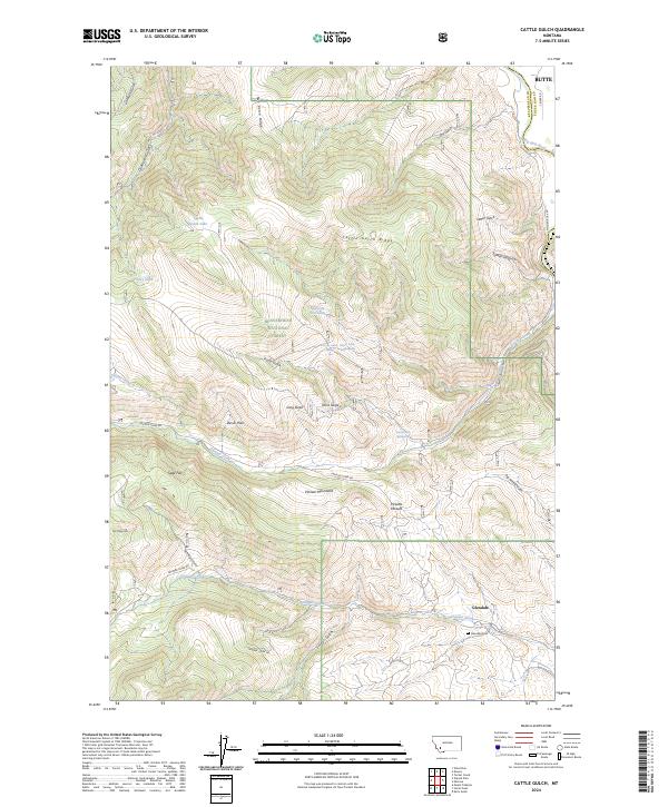 US Topo 7.5-minute map for Cattle Gulch MT