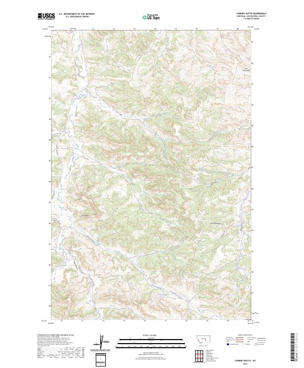 US Topo 7.5-minute map for Chimney Butte MT