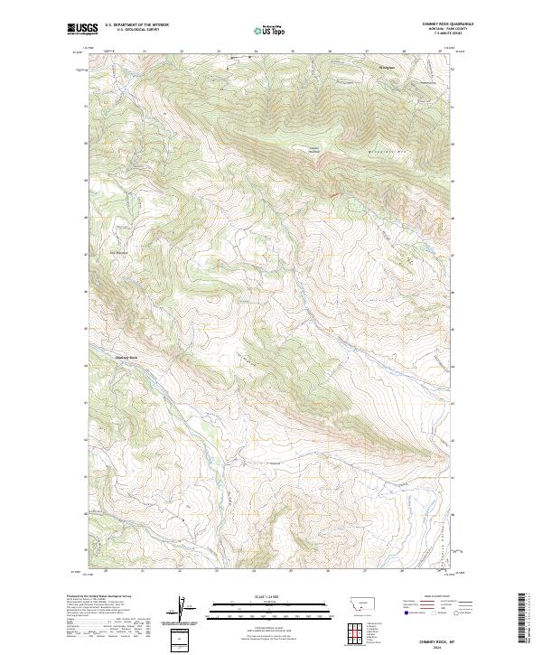 US Topo 7.5-minute map for Chimney Rock MT